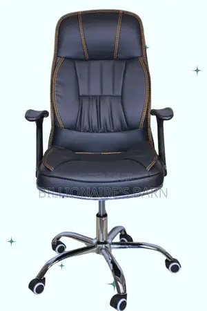 Office; Clean Leather Chair With Padded Armrests
