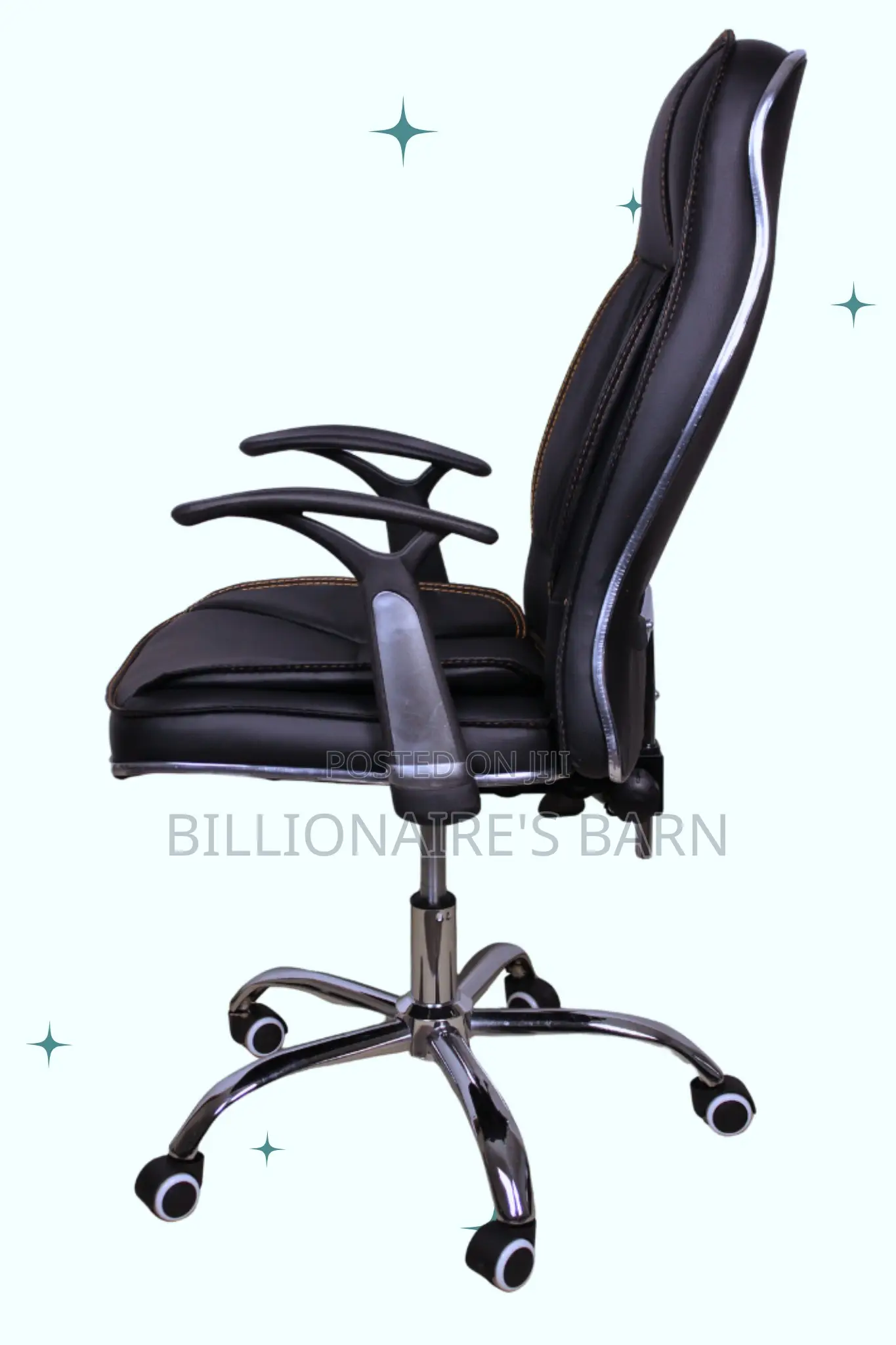 Office; Clean Leather Chair With Padded Armrests