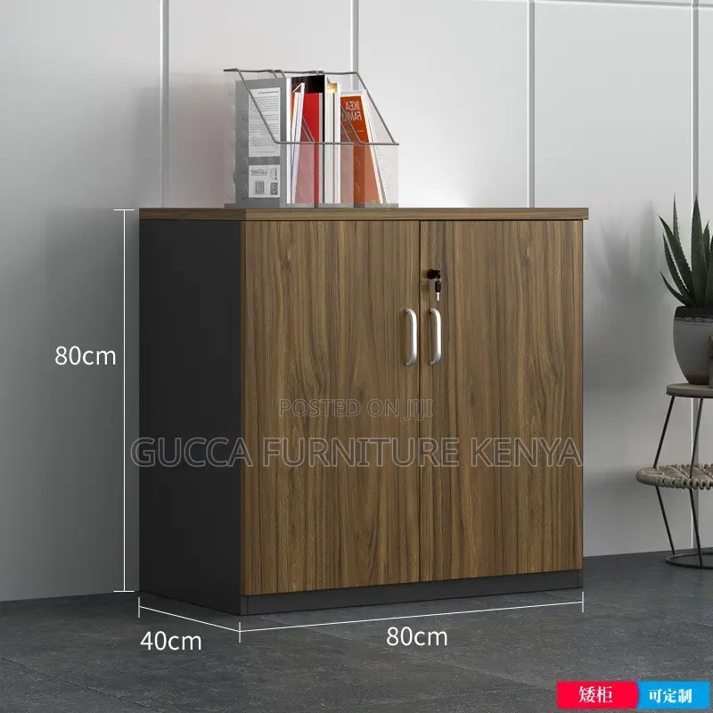 Office Cabinet: Executive Double Door Wood File Storage Unit