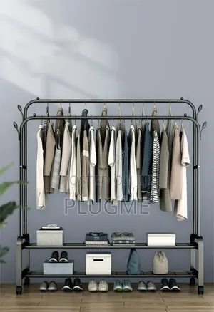 Advanced Double Layer Garment Rack Floor Standing Clothes Hanger