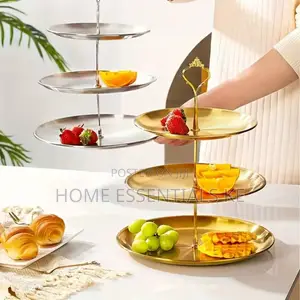 Gold Steel Cake Stand 3 Layer-Stainless