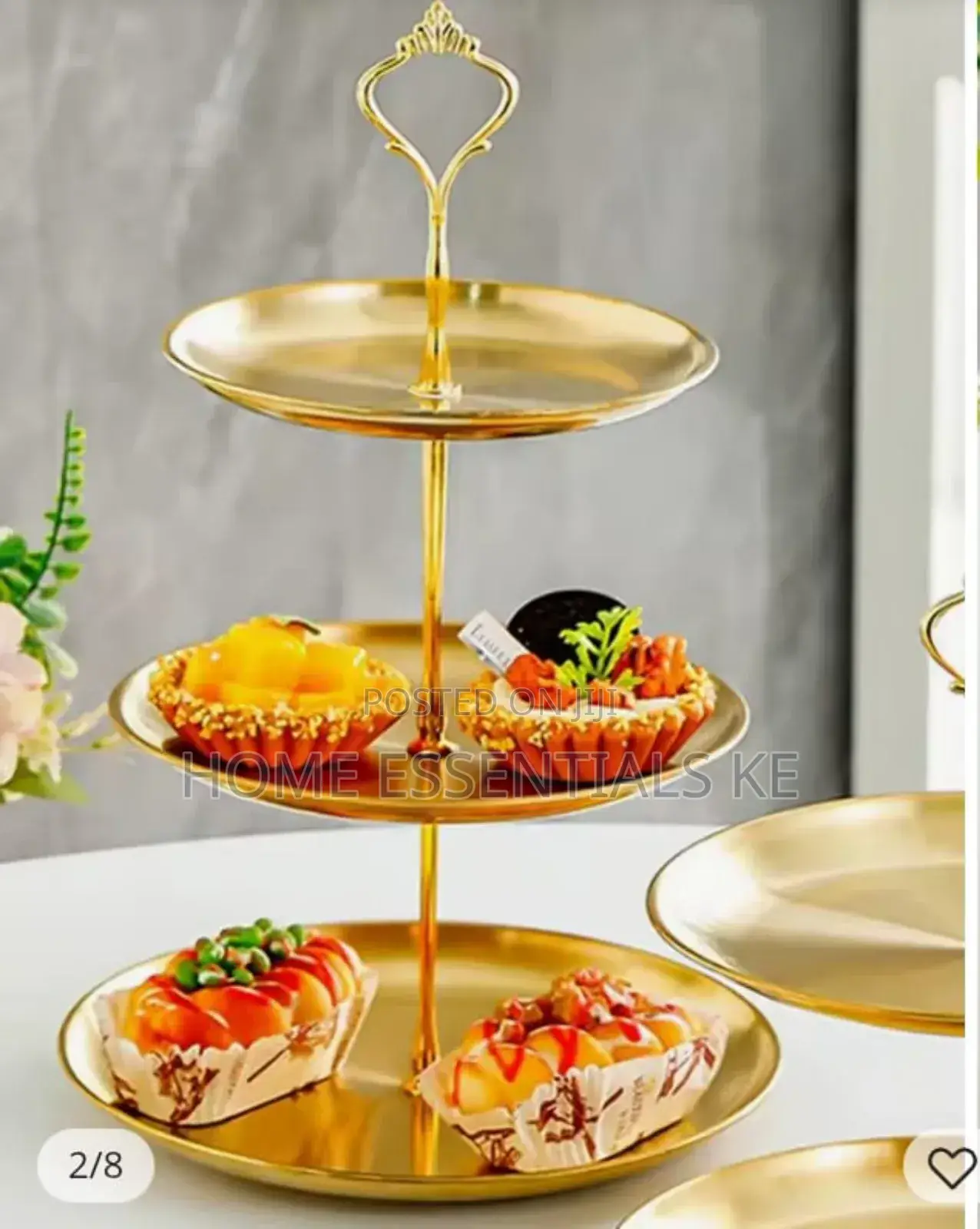 Gold Steel Cake Stand 3 Layer-Stainless