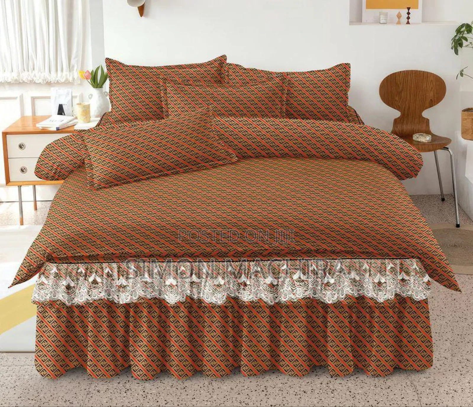 6pc Bedskirt With Bedsheets