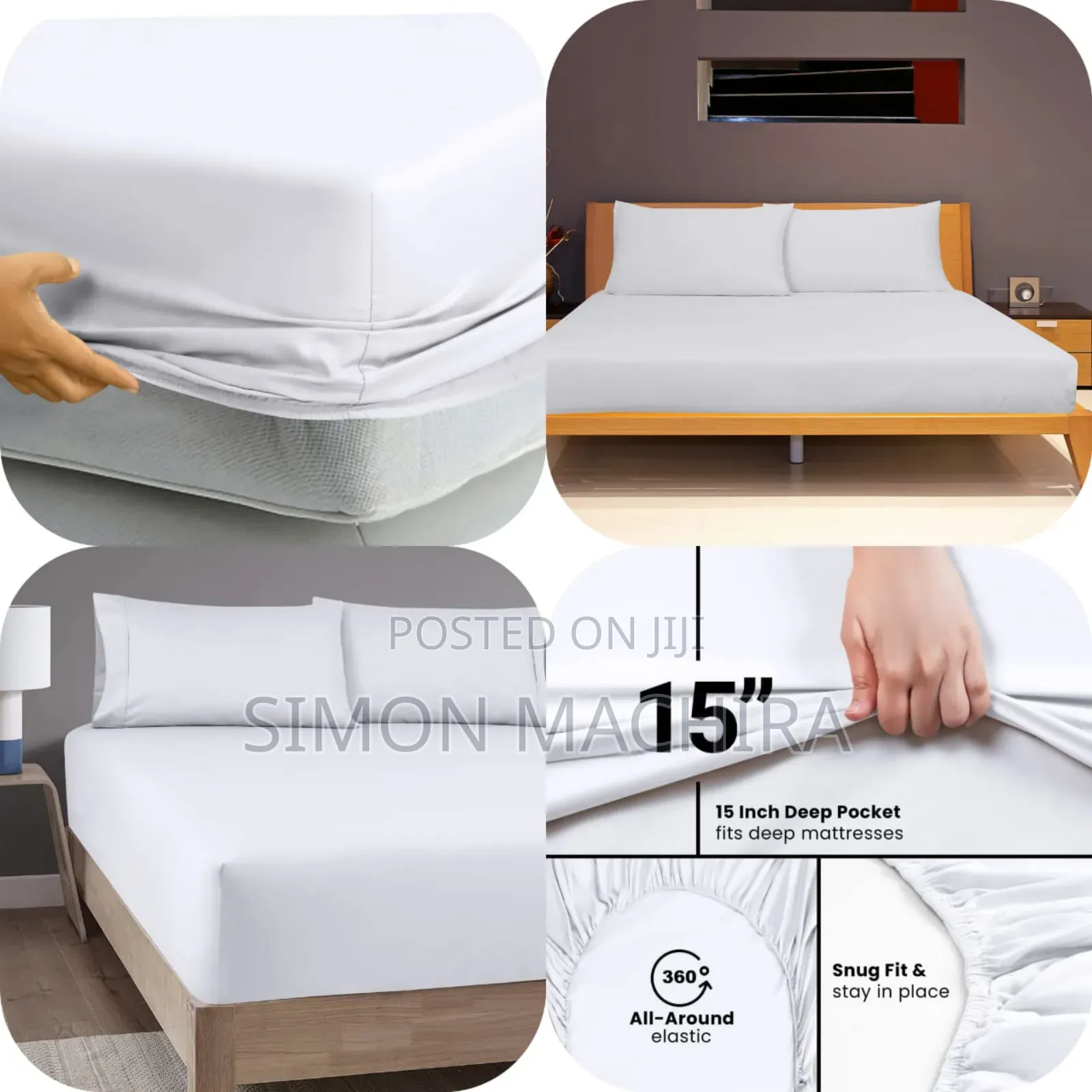 Plain White 6x7 / 7x8 Fitted Cotton Bedsheets
