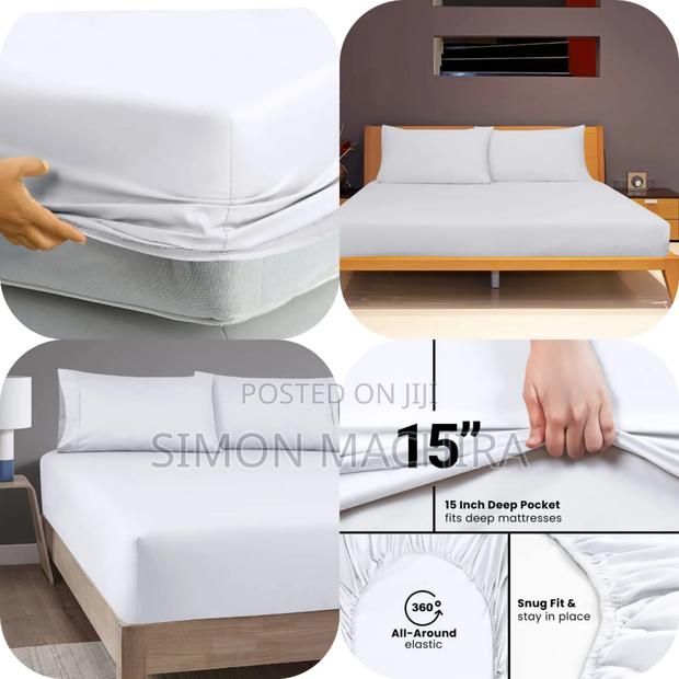 Plain White 6x7 / 7x8 Fitted Cotton Bedsheets