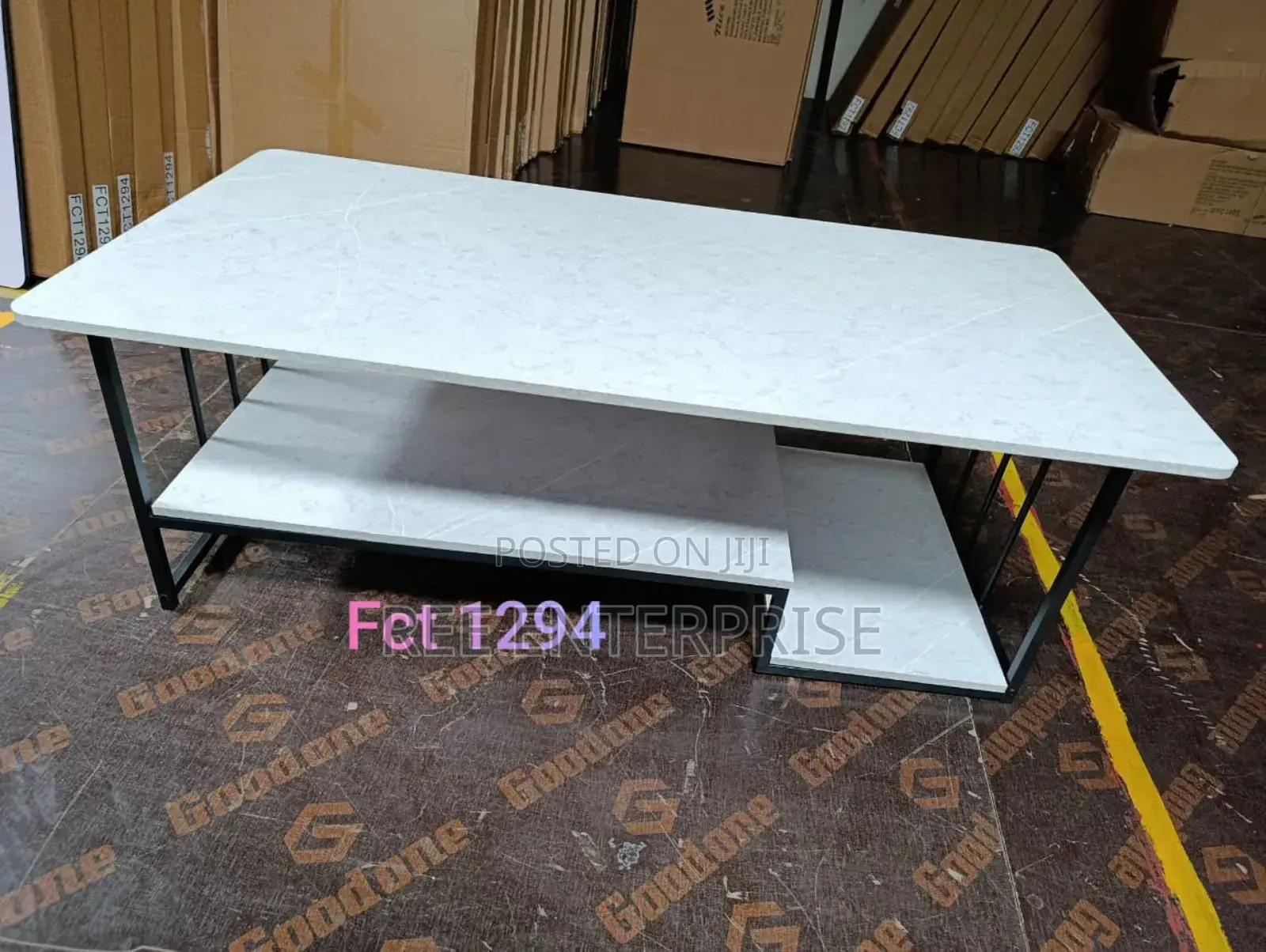 White Marble Coffee Table With Black Stand
