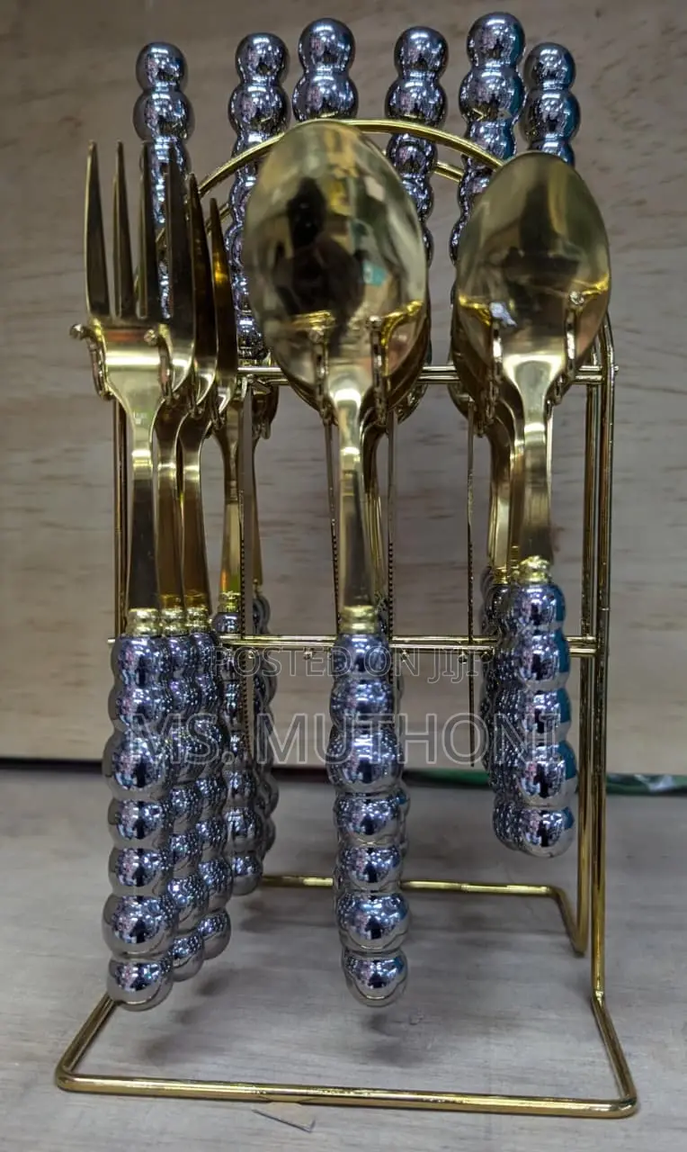 24pc Fancy Quality Gold Cutlery Set
