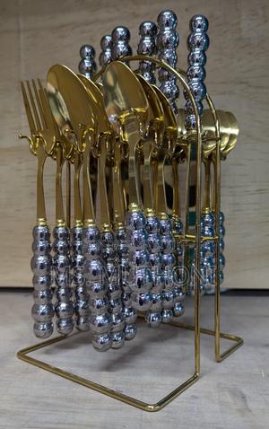24pc Fancy Quality Gold Cutlery Set - main view
