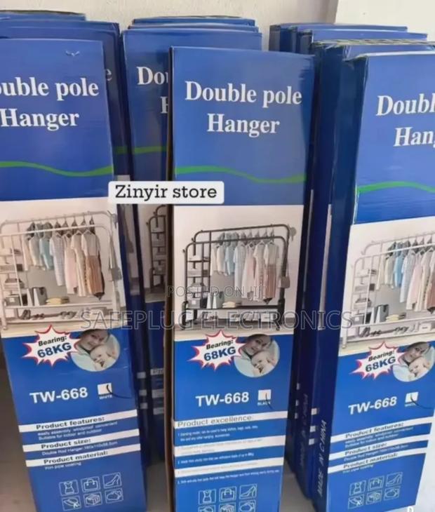 2 Rails - Double Pole Clothe Rack - Sturdy Durable - thumbnail 2