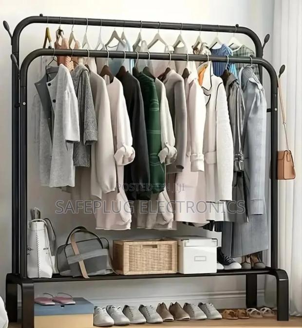 2 Rails - Double Pole Clothe Rack - Sturdy Durable