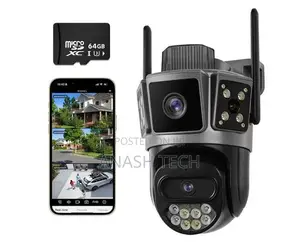  Dual-Lens Security Surveillance Camera - Outdoor, 3-Way View,