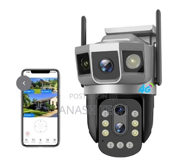 Waterproof CCTV Camera 4g PTZ 360° Rotating 3lens CCTV Camera