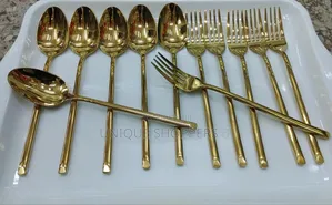 Heavy Gauge Stainless Steel Gold Plated Table Spoons and Forks