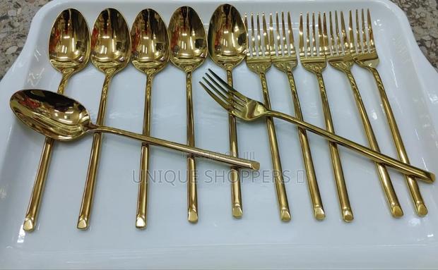 Heavy Gauge Stainless Steel Gold Plated Table Spoons and Forks