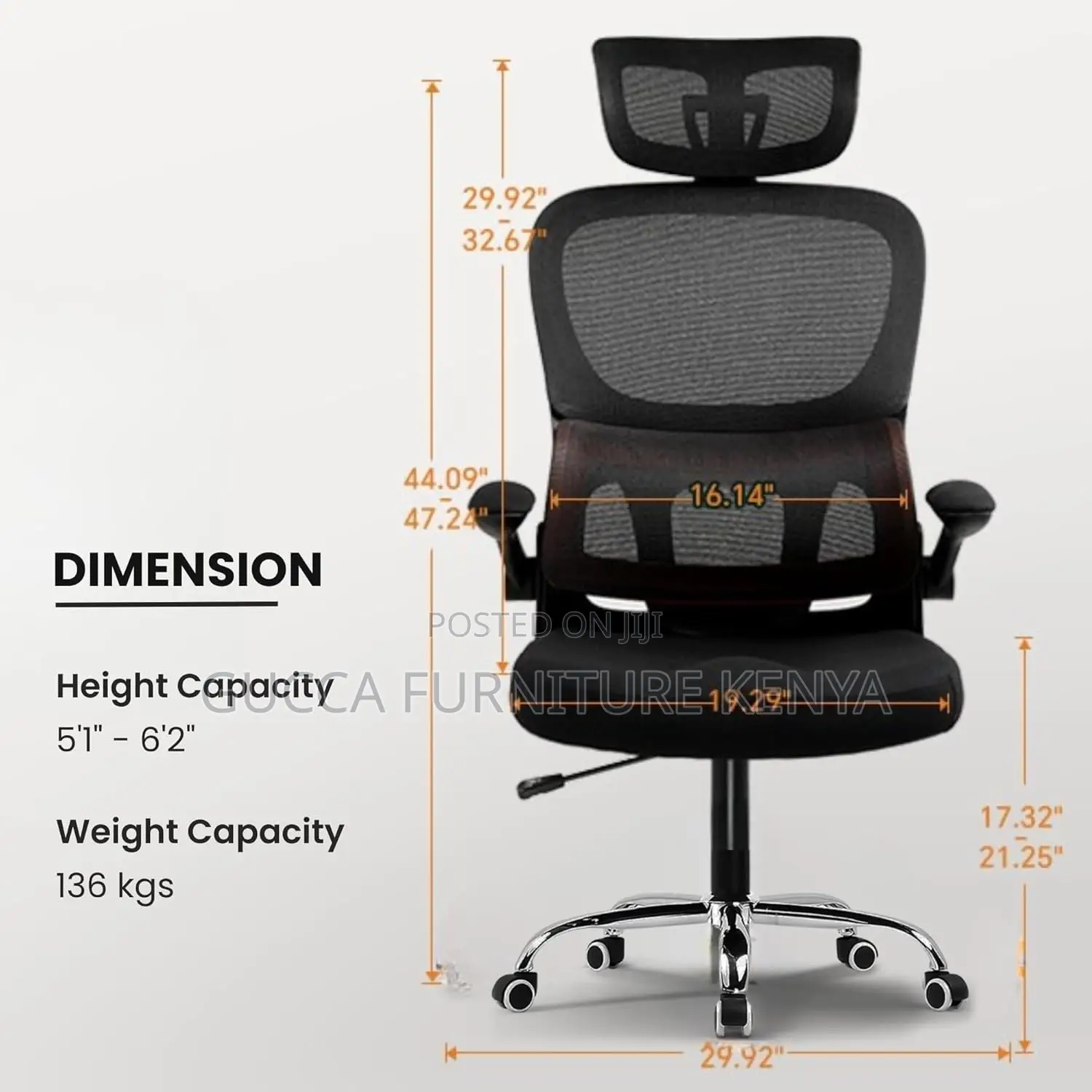 Office Chair: Adjustable Tall Modern Orthopedic Office Mesh Chair