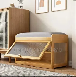 Wooden Stool With Shoe Cabinet
