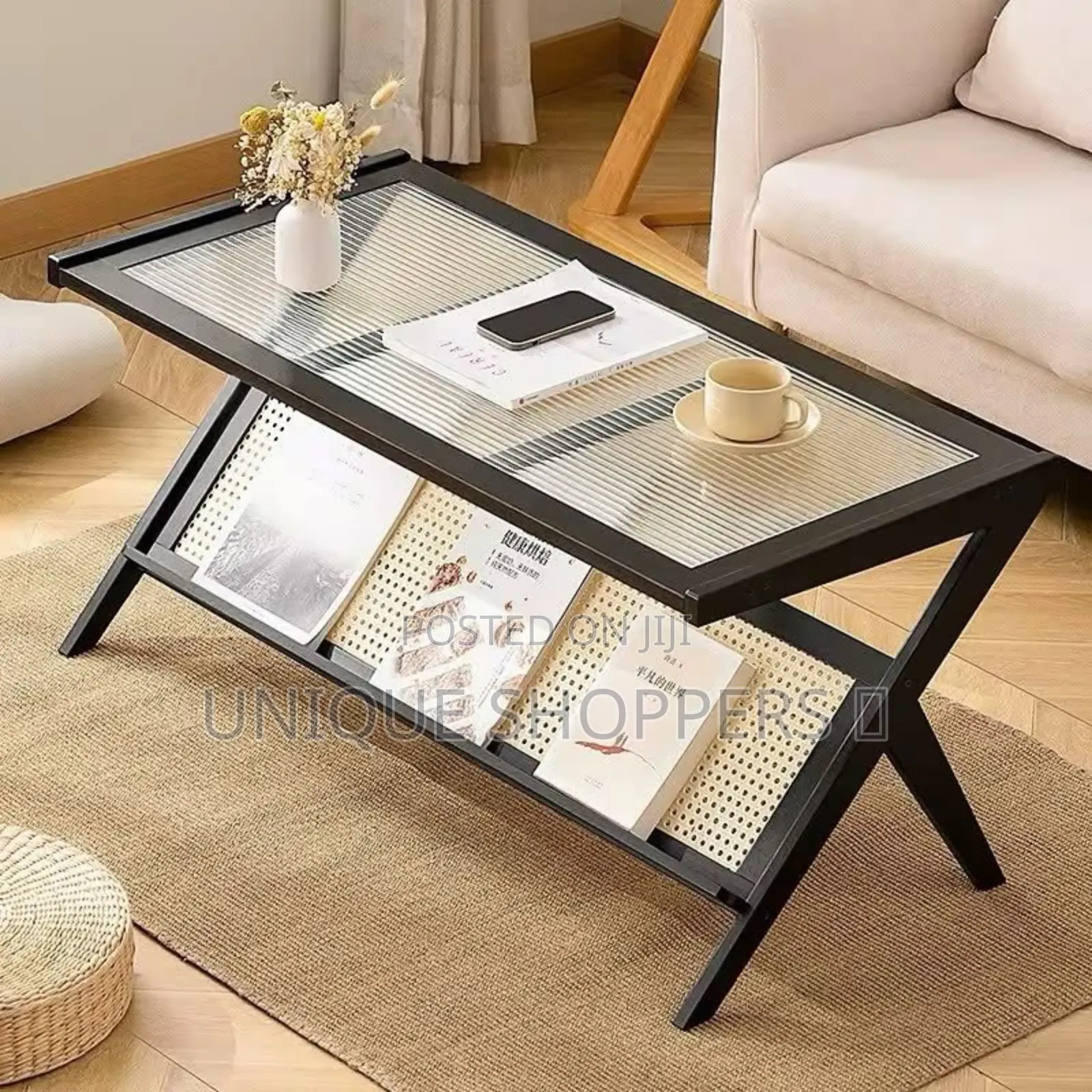 Rattan Coffee Table With Storageshelf