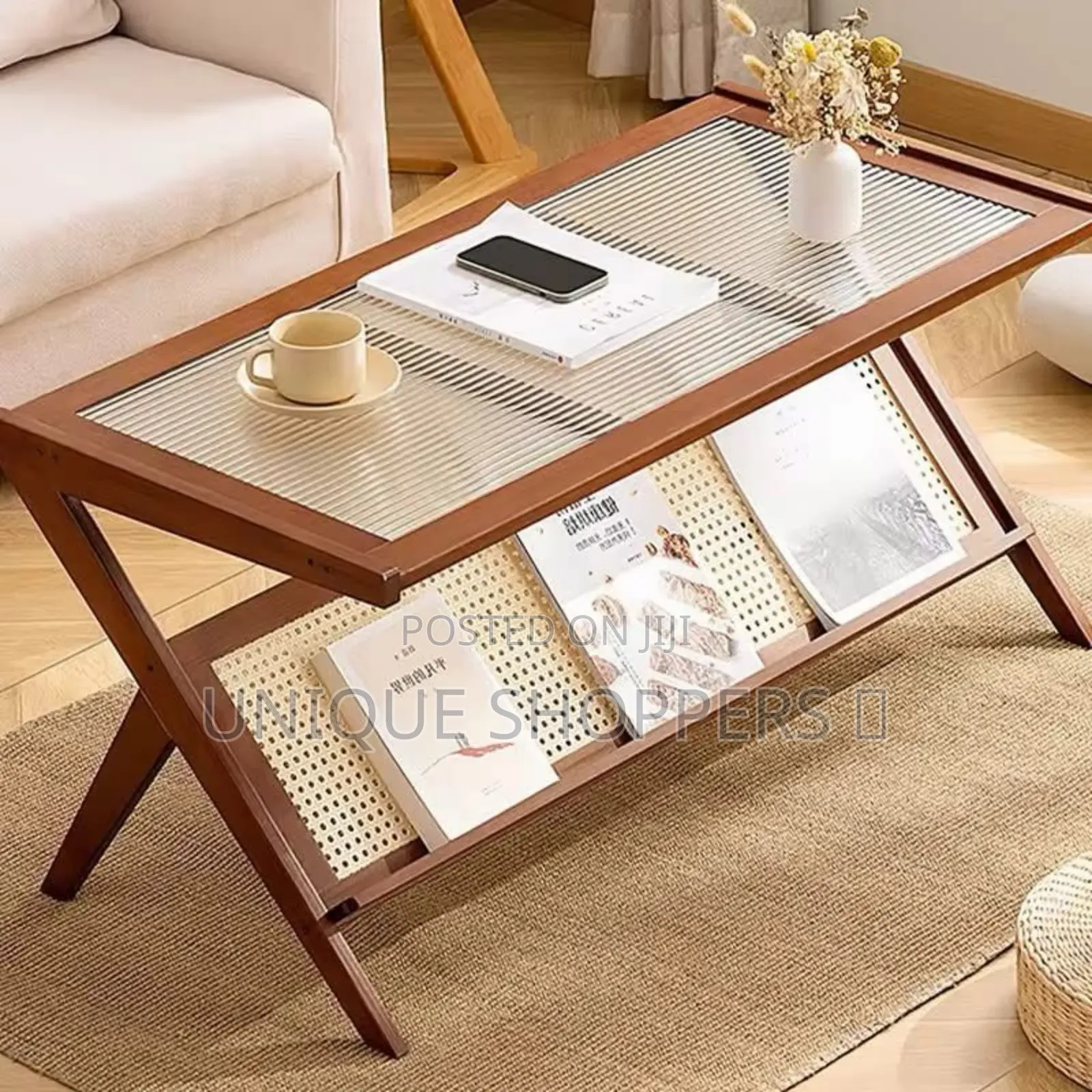 Rattan Coffee Table With Storageshelf
