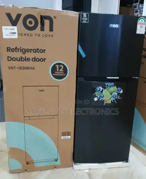 Von 181 Litres, No-Frost Fridge - Top Freezer Double Door (Black)