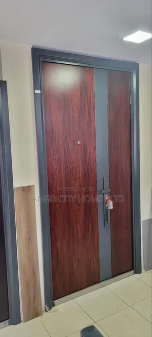 2400mm Steel Security Door- Mahogany Finish