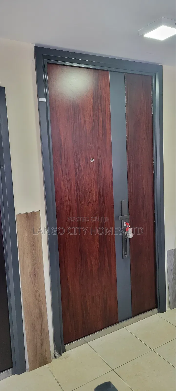 2400mm Steel Security Door- Mahogany Finish