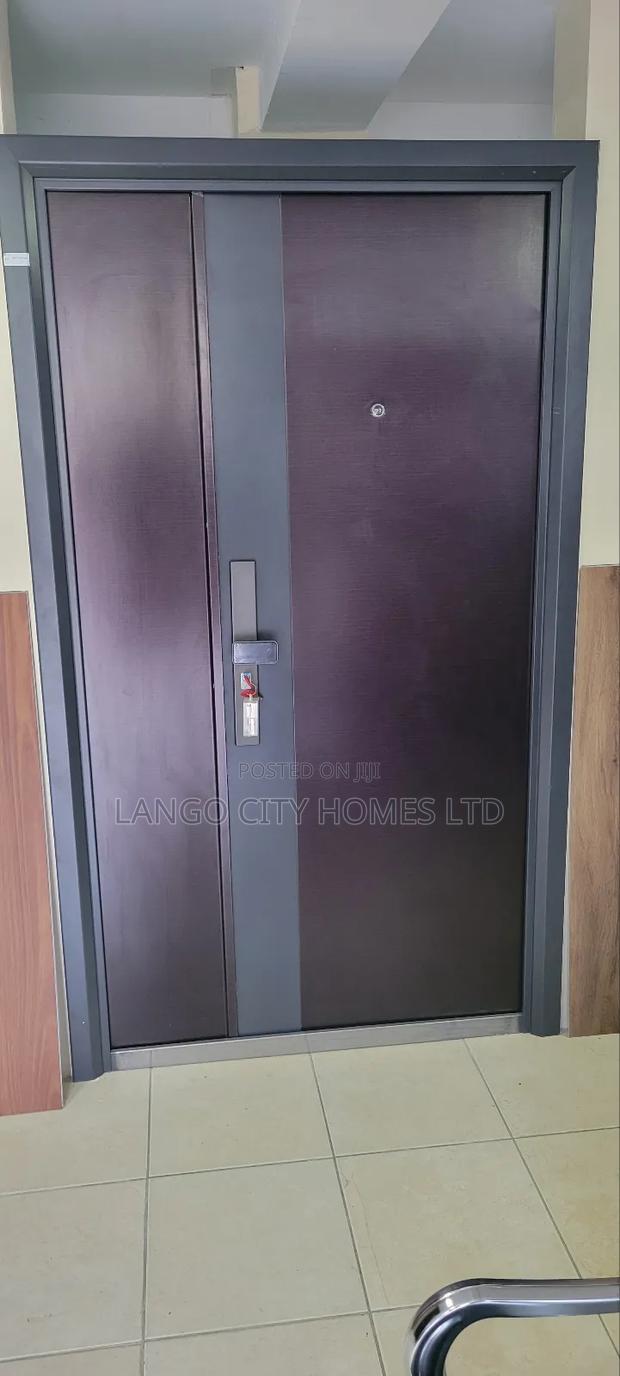 Elegant Grey and Brown Steel Double Door