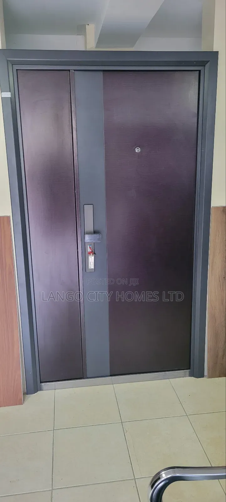 Elegant Grey and Brown Steel Double Door