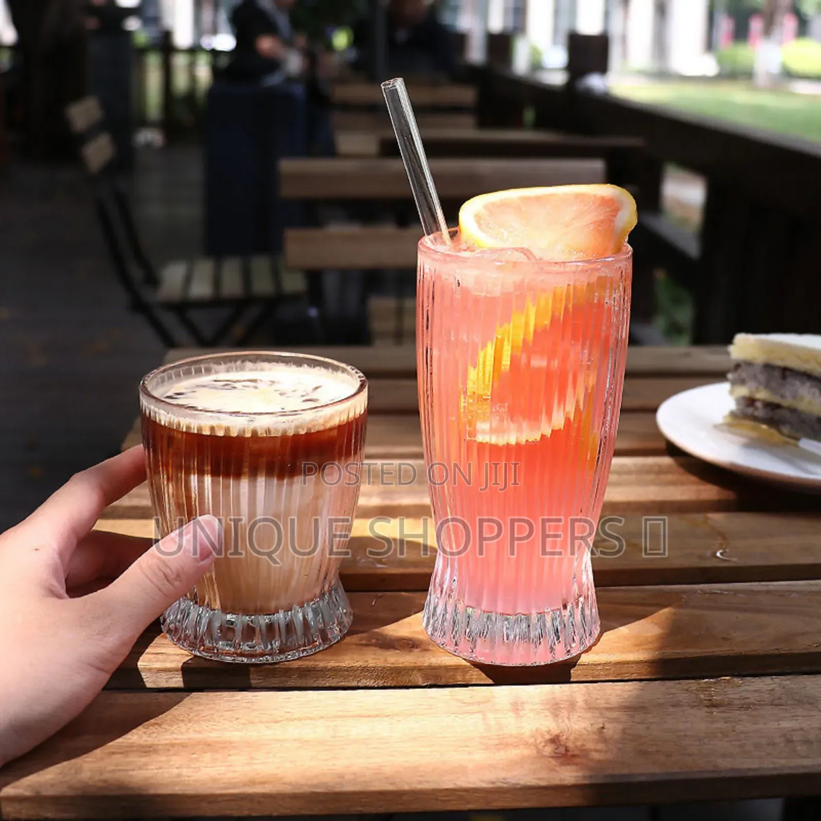 A Shape Unique Striped Aesthetic Highball Glass