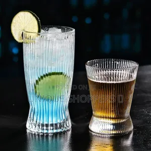 A Shape Unique Striped Aesthetic Highball Glass