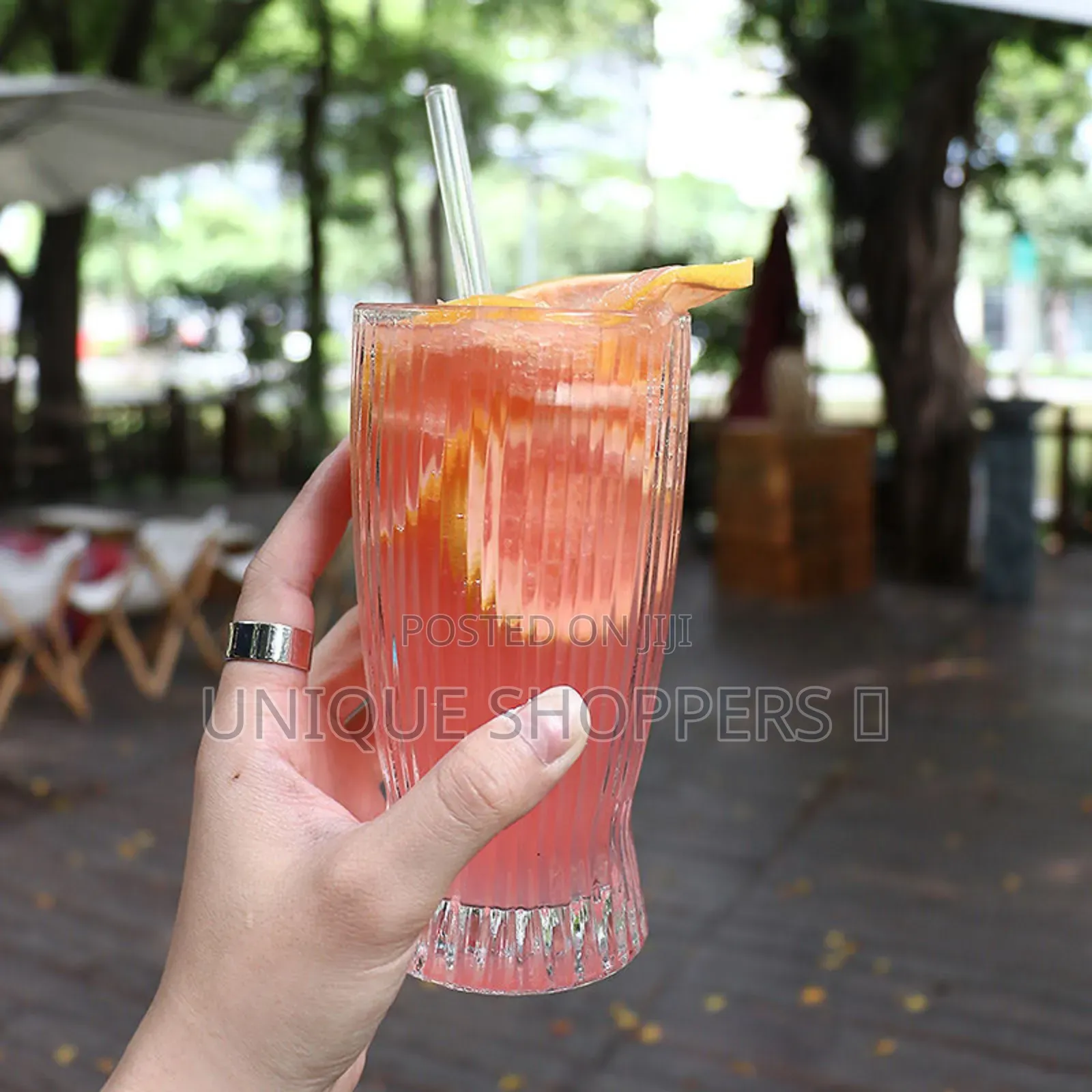 A Shape Unique Striped Aesthetic Highball Glass