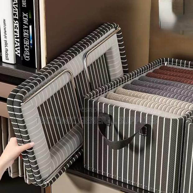 Foldable Stripped/Checked Organiser/Closet Organizer - thumbnail 4