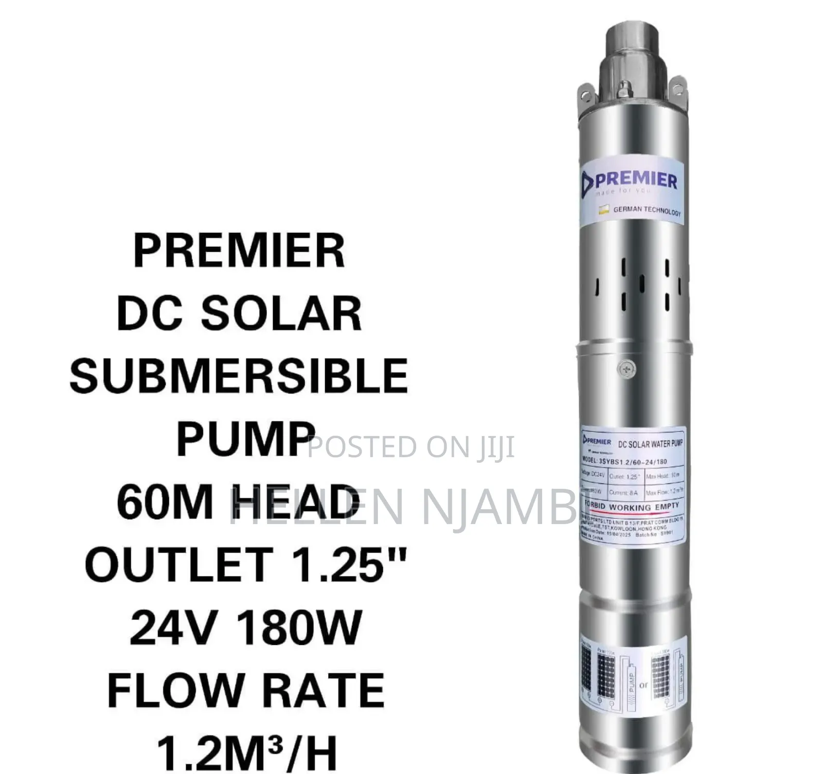 Premier Dc Submersible Water Pump 60meters Head