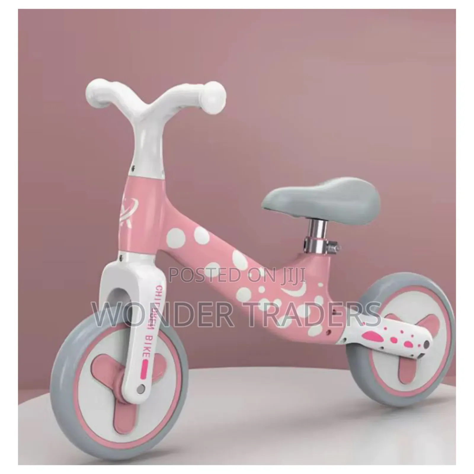 Balance Bicycle Size 12 No Pedals 
Color: Brown,Pink, Fluorescent