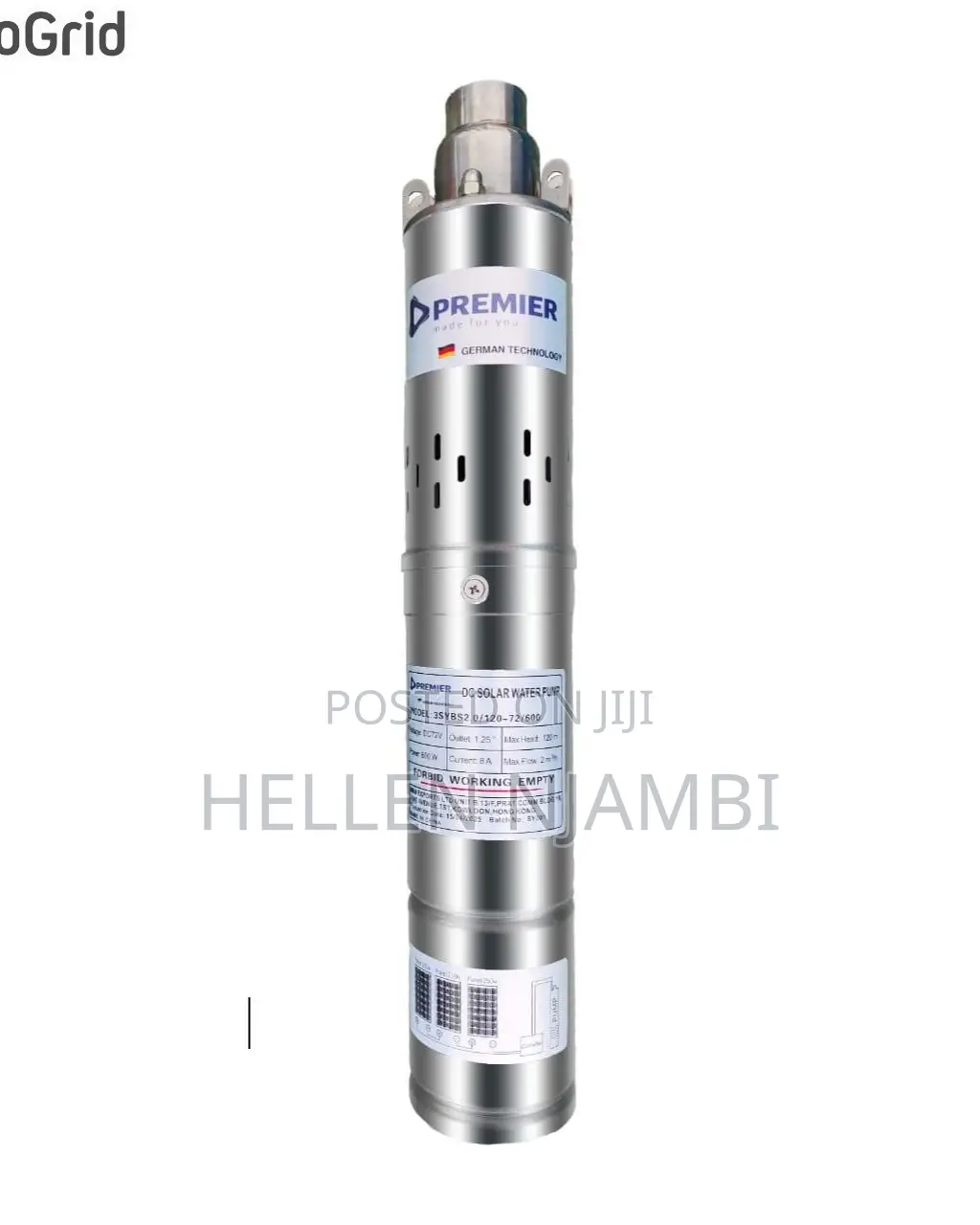 Premier 72v 600w Dc Solar Submersible Pump- 1.25" Outlet, 120m Head