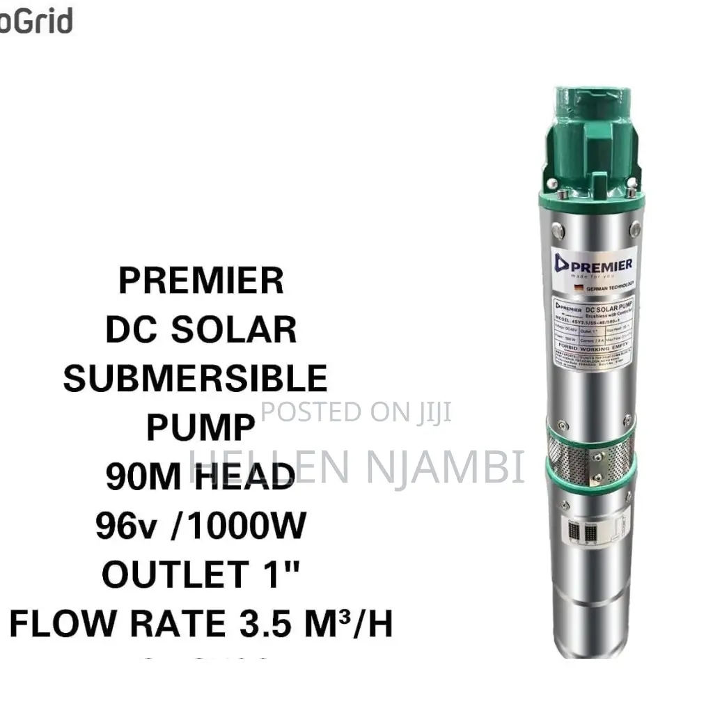 Premier 96v 1000w Dc Solar Submersible Pump 90m Head