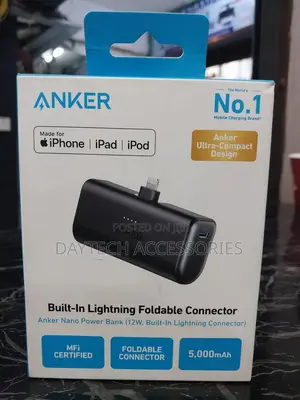 Anker Nano Power Bank (12w, Built-in Lightning Connector).