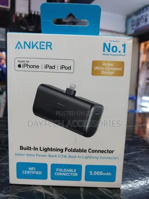 Anker Nano Power Bank (12w, Built-in Lightning Connector).