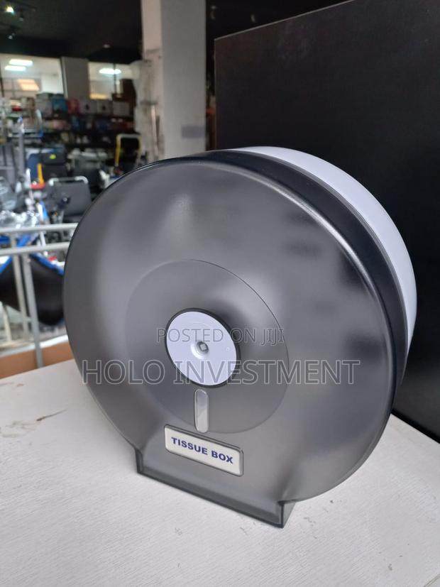 Toilet Roll Dispenser – Abs Plastic, Round, Grey Transparent- Jumbo