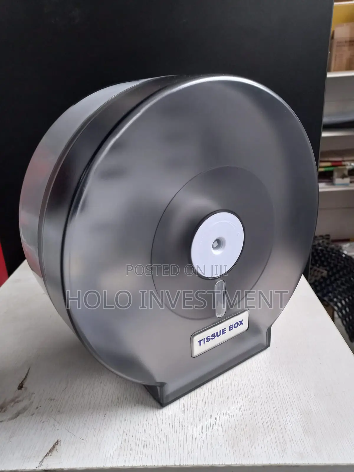 Toilet Roll Dispenser – Abs Plastic, Round, Grey Transparent- Jumbo