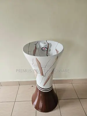 Hand Wash Basin (White and Brown)