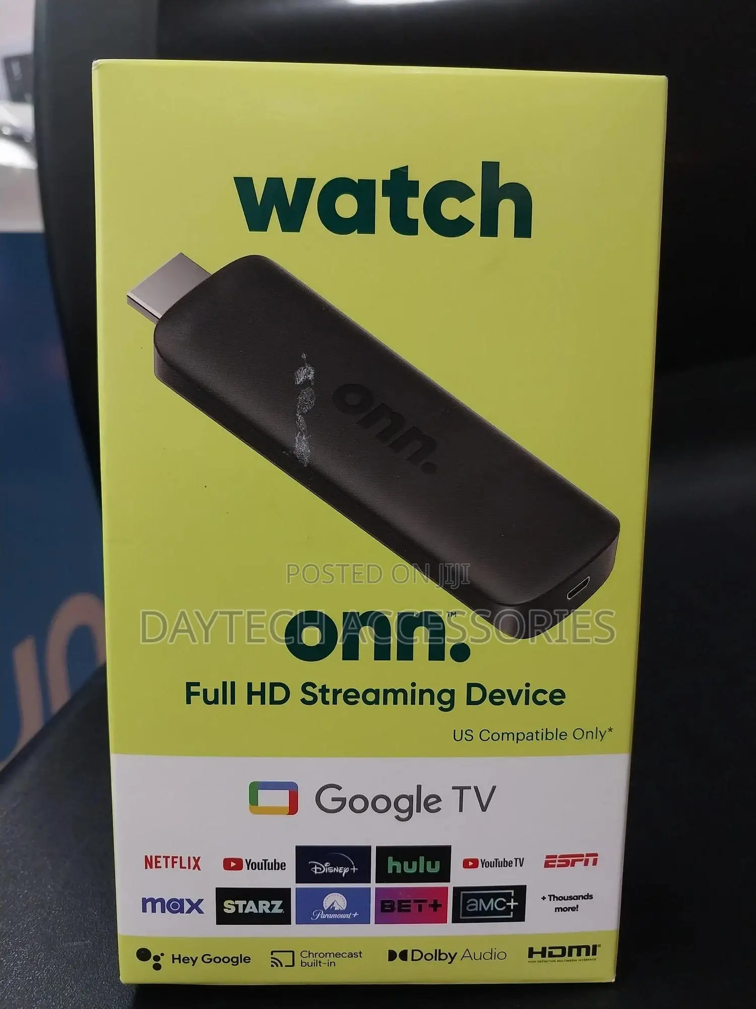 Onn Android Tv Box FHD Streaming Stick Black