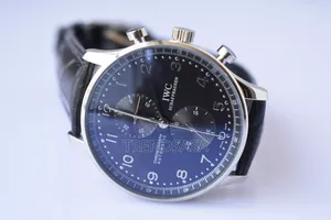Iwc Shaffhausen Stainless Steel Black Leather