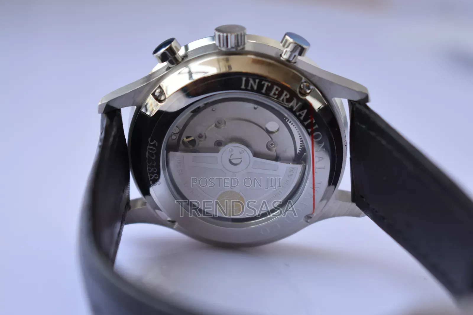 Iwc Shaffhausen Stainless Steel Black Leather