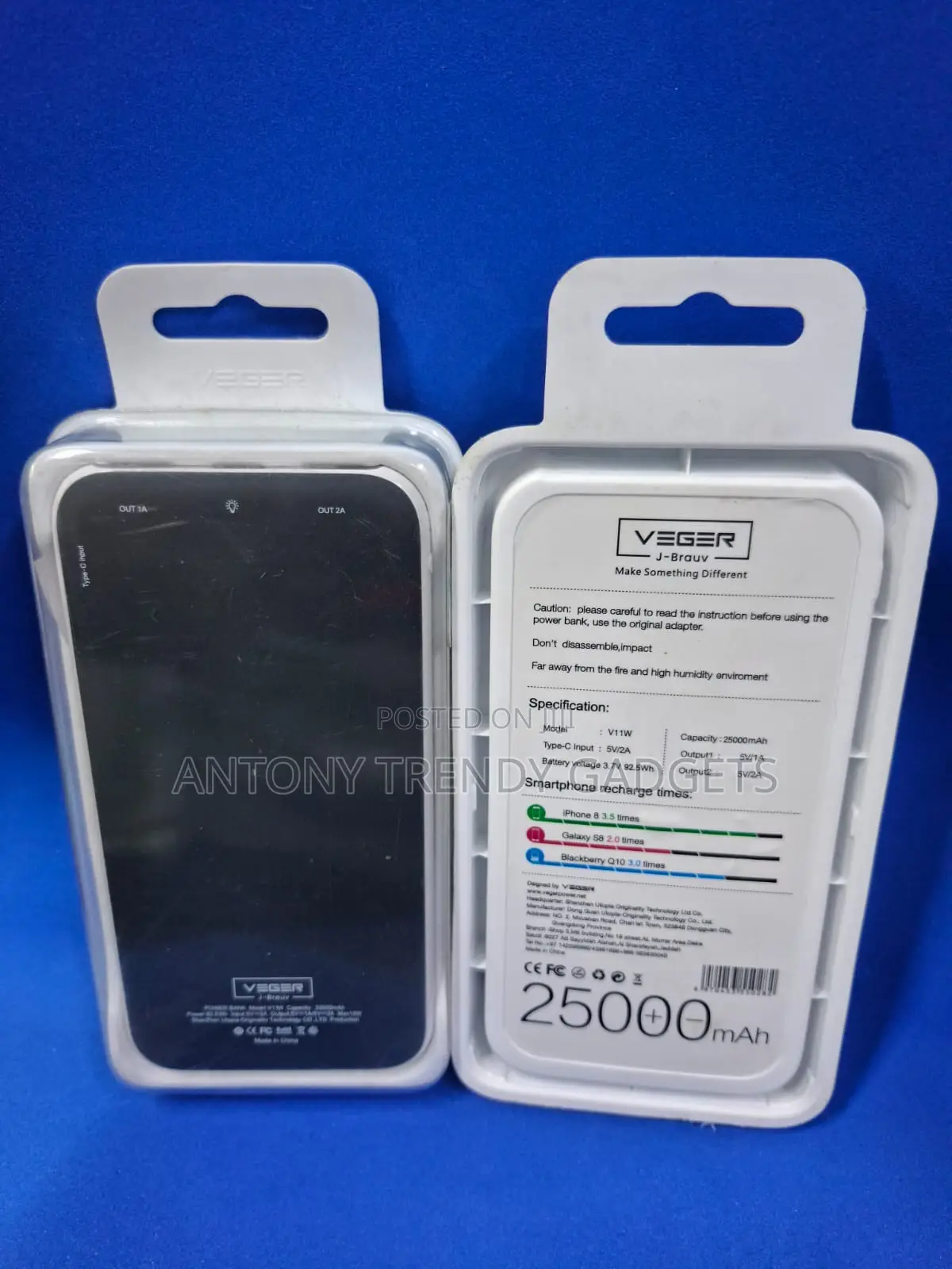 Veger 25000mah Power Bank Fast Charging Portable