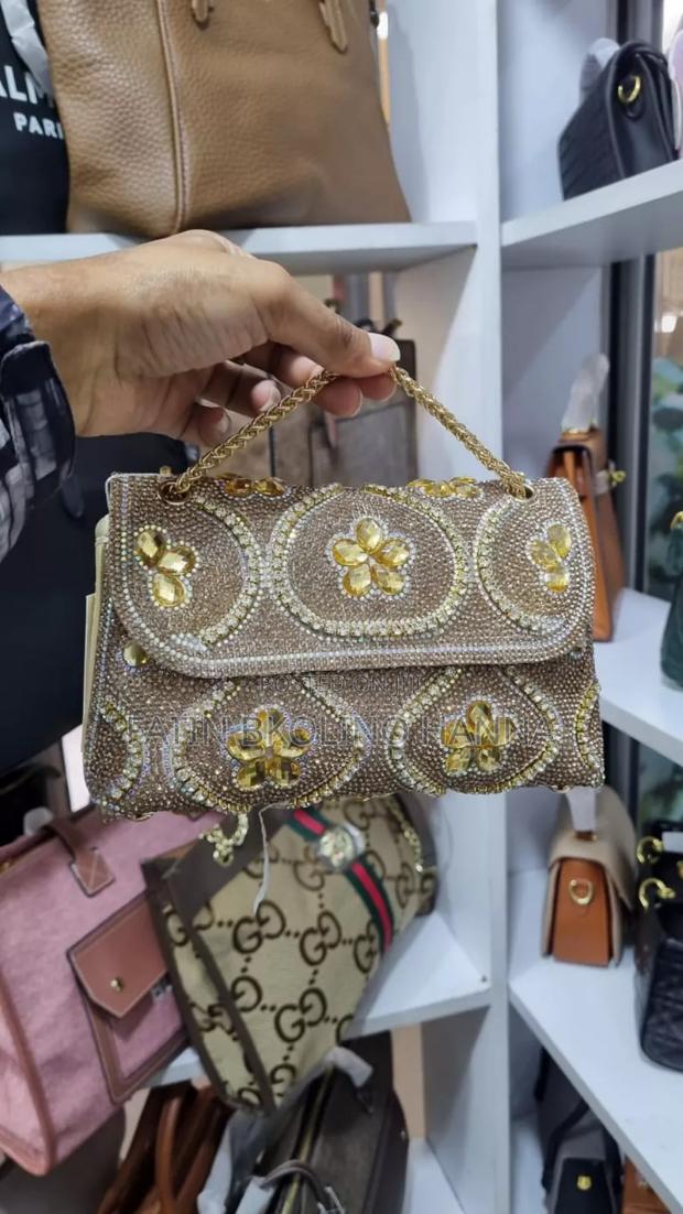 Gold Stone Clutch Bags - main view