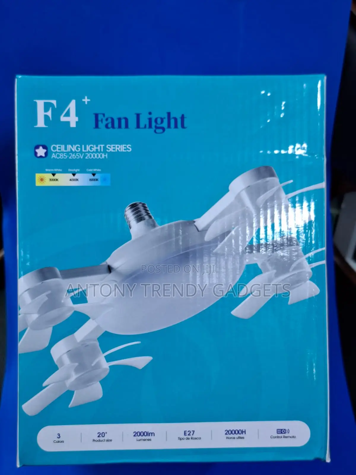 Adjustable F4+ Ceiling Fan Lamp | 3 Color Modes & Long Lifespan