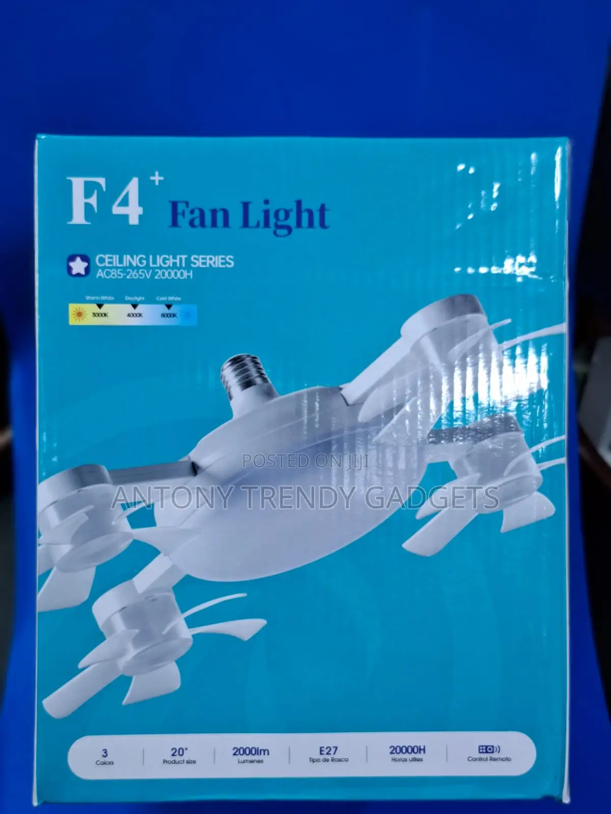 Adjustable F4+ Ceiling Fan Lamp | 3 Color Modes & Long Lifespan