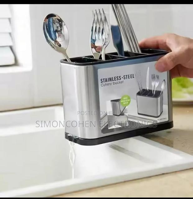 Countertop Partitioned Cutlery Organizer  With Drainer - thumbnail 2