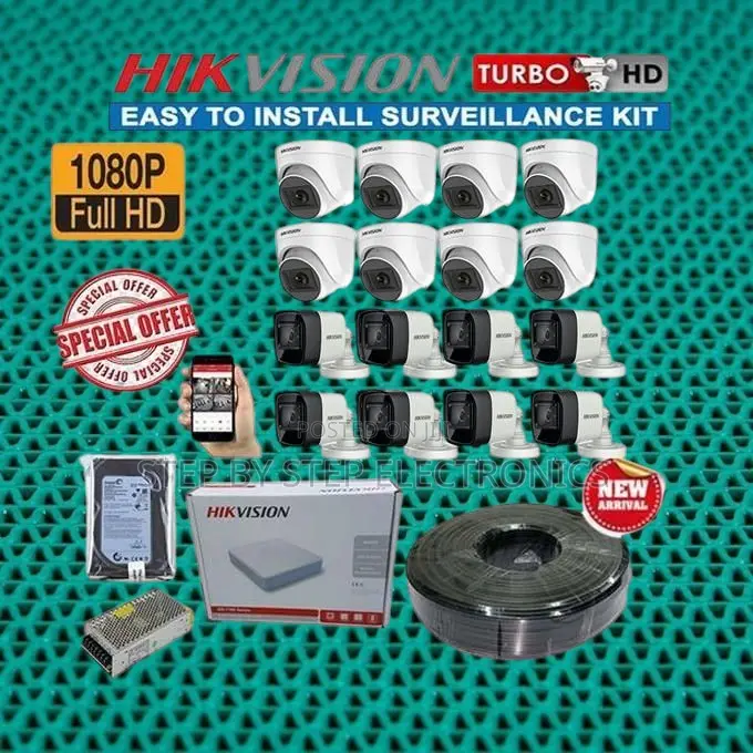 Complete Hikvision 16 Cameras 1080p 2mp CCTV Security System Kit