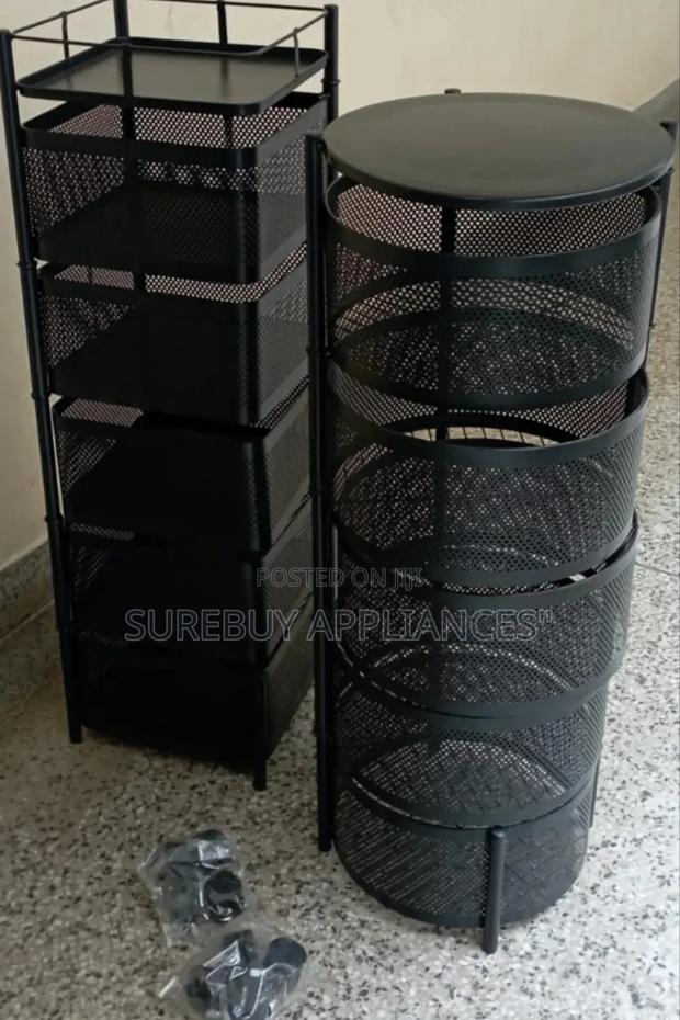 5-Tier Metallic Round Fruit Rack With Wheels - main view